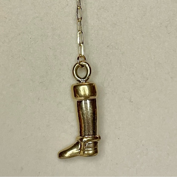 Upcycled Gold GG & Boot Charms Paper Clip Chain Lariat Necklace - Picture 3 of 4